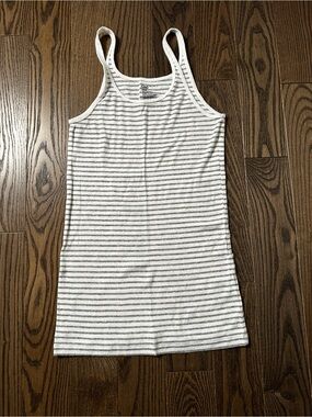 GAP White and Gray Striped Tank